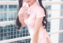 粉色旗袍美女爆乳事业线性感美女cos图片-美图岛