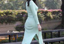 都市丽人 芝芝性感浅绿色包臀裙 [视频+套图]-美图岛